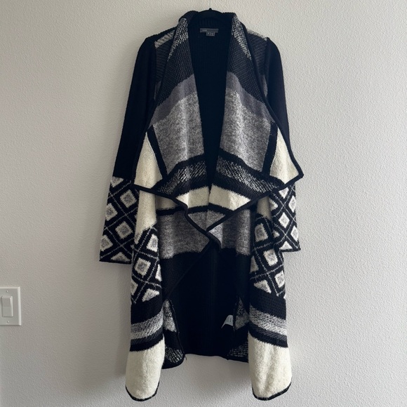 Vince Graphic Texture Cardigan Longline Wool Alpaca Blend Knit Mixed Pattern - Picture 4 of 15